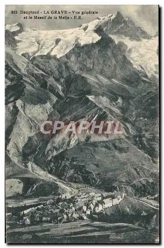 Cartes postales Dauphine La Grave Vue Generale Et Le Massif De La Meije