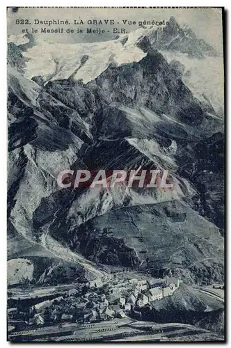 Cartes postales Dauphine La Grave Vue Generale Et Le Massif De La Meije