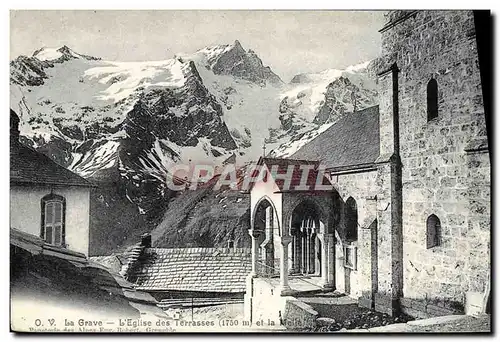 Cartes postales La Grave L'Eglise Des Terrasses et la Meije