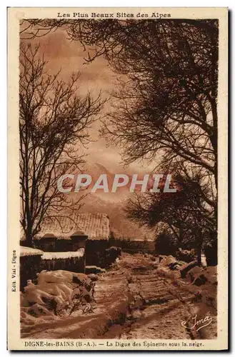 Cartes postales Digne Les Bains La Digue Des Epinettes Sous La Neige