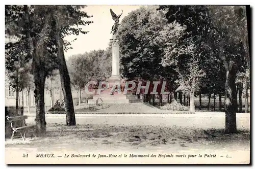 Cartes postales Meaux Le Boulevard De Jean Rose Et Le Monument Des Enfants morts pour la patrie