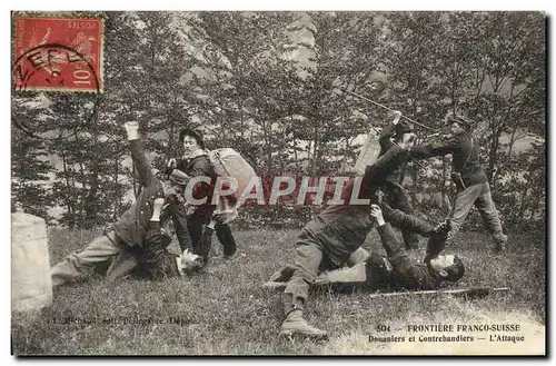 Ansichtskarte AK Douanes Douaniers Frontiere franco suisse Douaniers et contrebandiers L&#39attaque