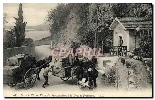 Cartes postales Douanes Douaniers Menton Visite des marchandises a la douane francaise