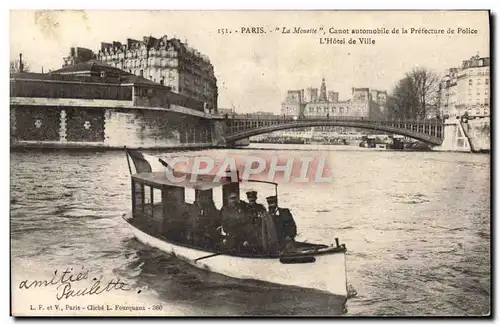 Ansichtskarte AK Paris La Mouette Canot automobile de la Prefecture de Police L&#39hotel de ville Bateau Police P