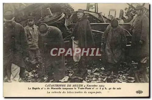 Cartes postales Train Catastrophe de Melun 4 novembre 1913 Le rapide n�2 de Marseille tamponne le Train Poste La