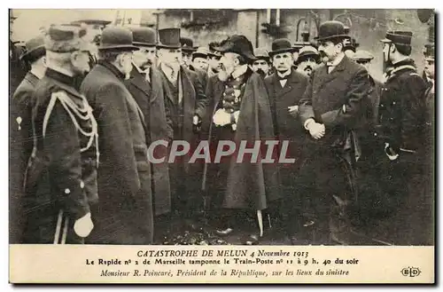 Ansichtskarte AK Train Catastrophe de Melun 4 novembre 1913 Le rapide n�2 de Marseille tamponne le Train Poste Po