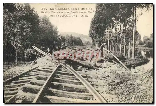 Cartes postales Train Destruction d&#39une voie ferre sur le Nord pres de Pecquigny