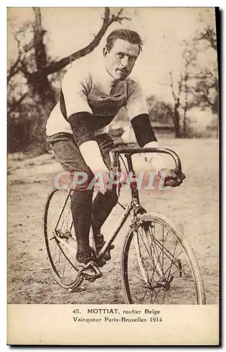 Cartes postales Velo Cycle Cyclisme Mottiat routier Belge Vainqueur Paris Bruxelles 1914