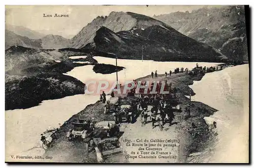 Cartes postales Velo Cycle Cyclisme Les alpes Col du Galibier La route le jour du passage coureurs Tour de Franc
