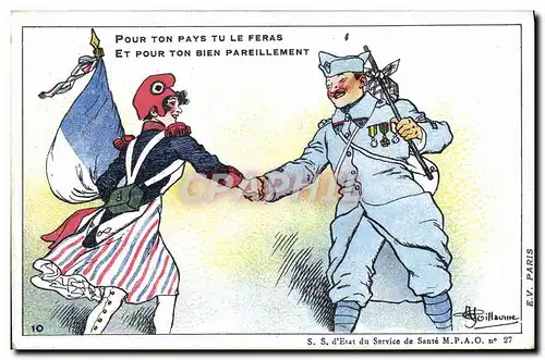 Cartes postales Pour ton pays tu le feras et pour ton bien pareillement Militaria Illustrateur Guillaume