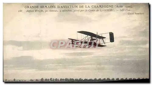 Ansichtskarte AK Aviation Avion Grande semaine d&#39aviation de la Champagne Biplan Wright Comte de Lambert