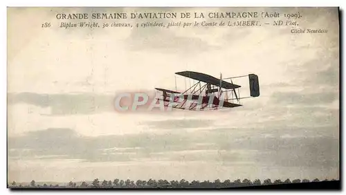 Cartes postales Aviation Avion Grande semaine d&#39aviation de la Champagne Biplan Wright Comte de Lambert
