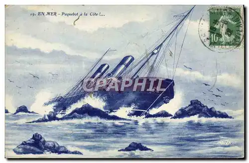 Cartes postales Bateau En mer Paquebot a la Cote