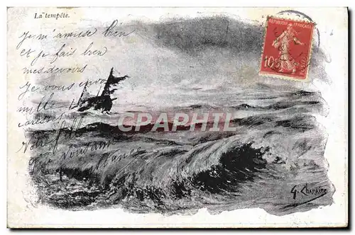 Cartes postales Bateau la tempete