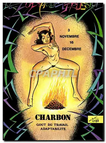 Cartes postales moderne Nu erotique Charles Berg Le zodiaque etrusque Charbon