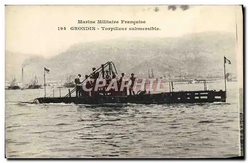 Cartes postales Bateau Grondin Torpilleur submersible Sous marin