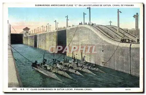 Ansichtskarte AK Bateau Sous marin US C Class Submarines in Gatun Locks Panama Canal