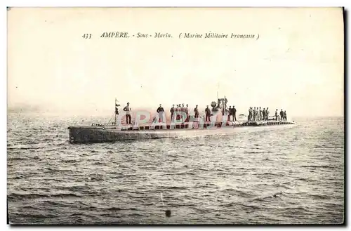 Cartes postales Bateau Sous marin Ampere