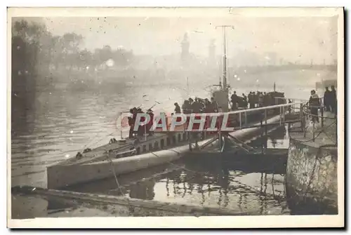CARTE PHOTO Bateau Sous marin Paris Pont Alexandre III