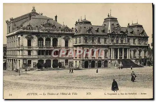 Cartes postales Autun Le Theatre et l&#39hotel de ville