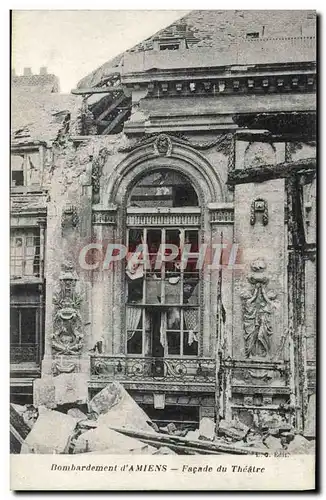 Cartes postales Bombardement d&#39Amiens Facade du Theatre Militaria