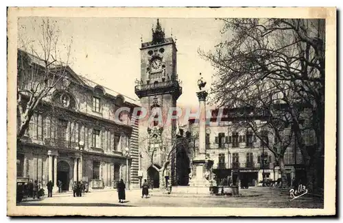 Cartes postales Aix en Provence La place de l&#39hotel de ville et le beffroi