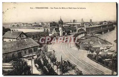 Cartes postales Strasbourg Les Ponts du Rhin et Kehl Dans le lointain