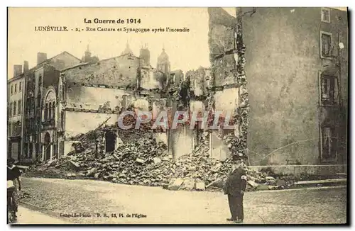 Ansichtskarte AK Judaica Juif Luneville Rue Castara et synagogue apres l&#39incendie Militaria Croix Rouge