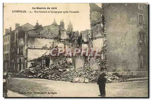 Ansichtskarte AK Judaica Juif Luneville Rue Castara et synagogue apres l&#39incendie Militaria