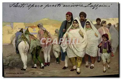 Cartes postales Judaica Juif Tunisie Promenade de juifs