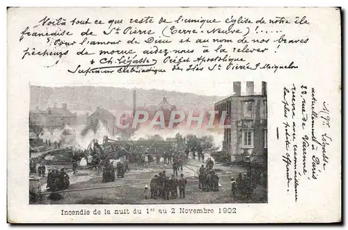 Ansichtskarte AK Sapeurs Pompiers Saint Pierre Terre Neuve Incendie de la nuit du 1er au 2 novembre 1902