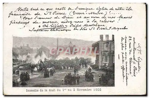 Cartes postales Sapeurs Pompiers Saint Pierre Terre Neuve Incendie de la nuit du 1er au 2 novembre 1902