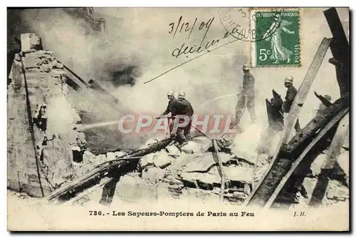 Cartes postales Sapeurs Pompiers de Paris au feu