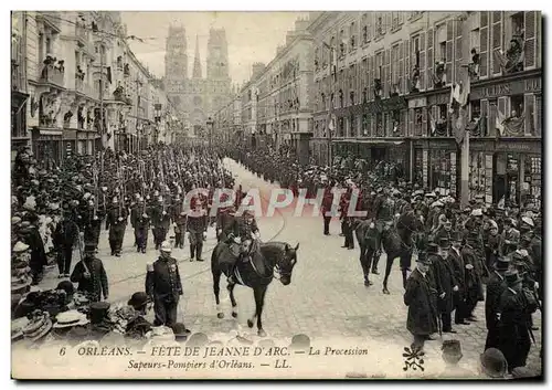 Cartes postales Sapeurs Pompiers Orleans Fete de Jeanne d&#39Arc La procession