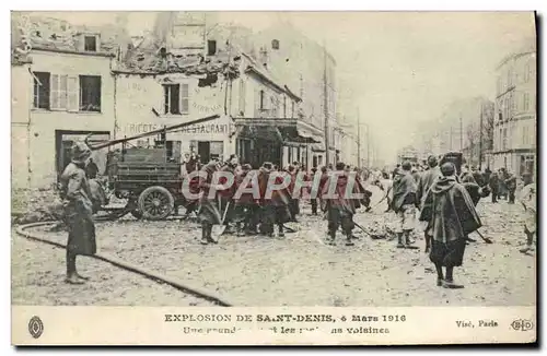 Ansichtskarte AK Sapeurs Pompiers Explosion de Saint Denis Mars 1916