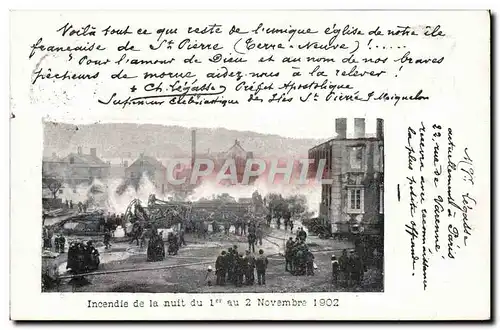 Ansichtskarte AK Sapeurs Pompiers Saint Pierre Tere Neuve Incendie de la nuit du 1er au 2 novembre 1902