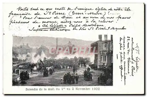 Cartes postales Sapeurs Pompiers Saint Pierre Tere Neuve Incendie de la nuit du 1er au 2 novembre 1902