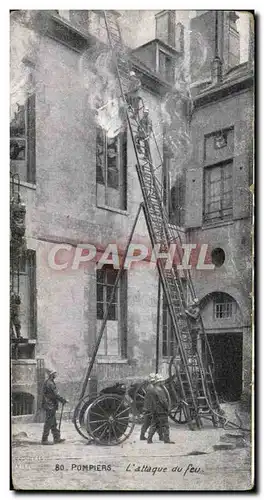 Cartes postales Sapeurs Pompiers L&#39attaque du feu