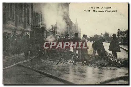 Ansichtskarte AK Sapeurs Pompiers Paris Crue de la Seine Une pompe d&#39epuisement TOP