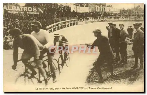 Ansichtskarte AK Velo Cycle Cyclisme Le Bol d&#39Or 1910 gagne par Leon Georget Pneus Continental