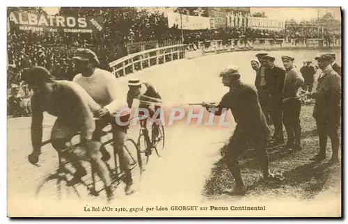 Cartes postales Velo Cycle Cyclisme Le Bol d&#39Or 1910 gagne par Leon Georget Pneus Continental