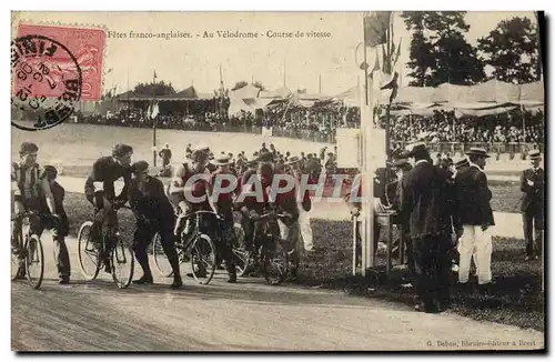 Cartes postales Velo Cycle Cyclisme Fetes Franco anglaises Au velodrome Course de vitesse TOP