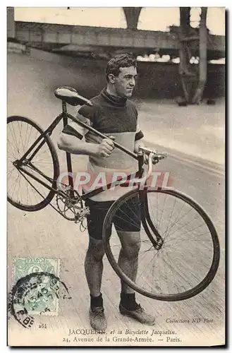 Ansichtskarte AK Velo Cycle Cyclisme Jacquelin et sa bicyclette Jacquelin Avenue de la Grande Armee Paris
