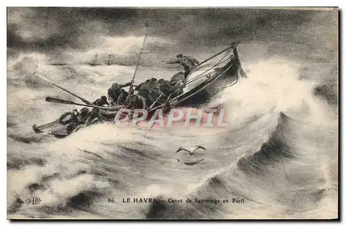 Cartes postales Bateau Le Havre Canot de sauvetage en peril