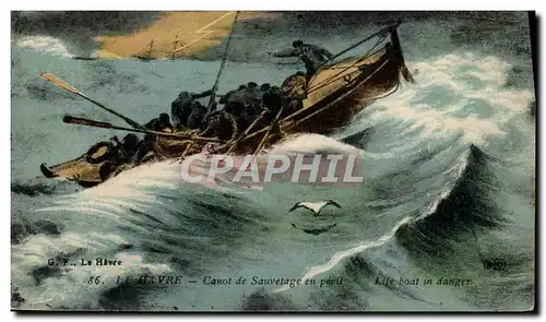 Cartes postales Bateau Le Havre Canot de sauvetage en peril