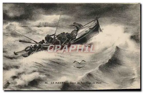 Cartes postales Bateau Le Havre Canot de sauvetage en peril