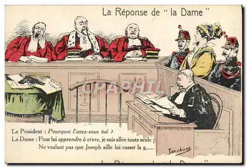 Cartes postales Police Policier Justice La reponse de la Dame Juge Illustrateur Farchan