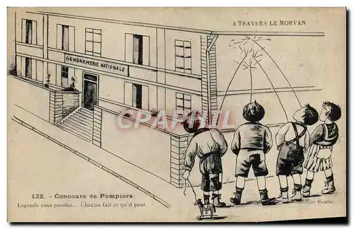 Cartes postales Enfants Concours de pompiers Gendarmerie