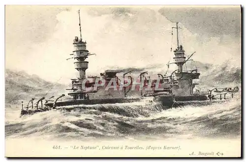 Cartes postales Bateau le Neptune Cuirasse a tourelles D&#39apres Koener