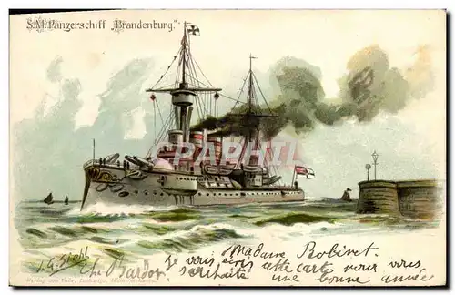 Cartes postales Bateau SM Panzerschiff Brandenburg